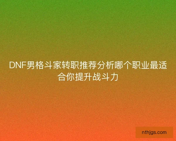 DNF男格斗家转职推荐分析哪个职业最适合你提升战斗力